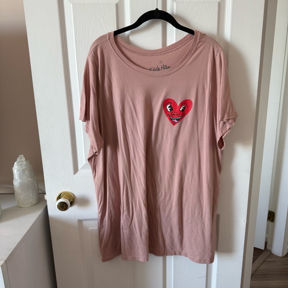 Women's Pink Heart Patch Tee
